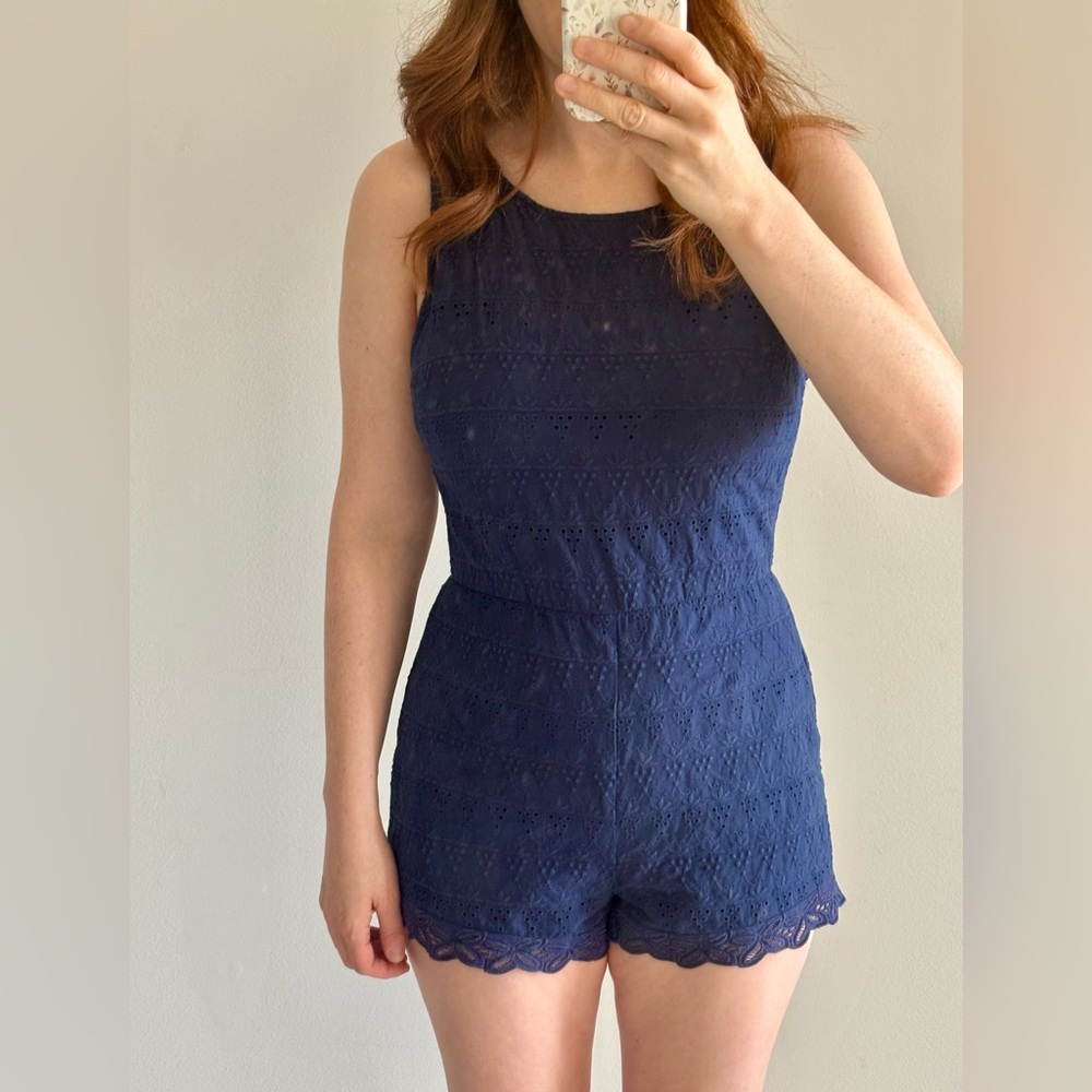 BB Dakota Navy Blue Lace Romper